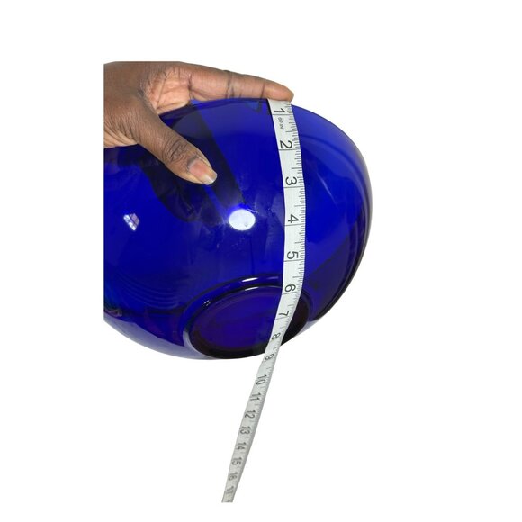 Large Cobalt Blue Glass Bowl 10.5” Hand Blown Decorative Centerpiece Modern Art - Picture 4 of 5